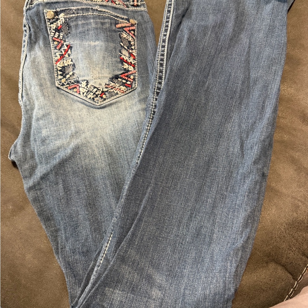Grace in LA Denim Boot Cut Jeans with Embroidery